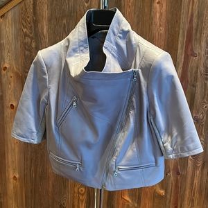 Gray cropped leather yigal azroul jacket